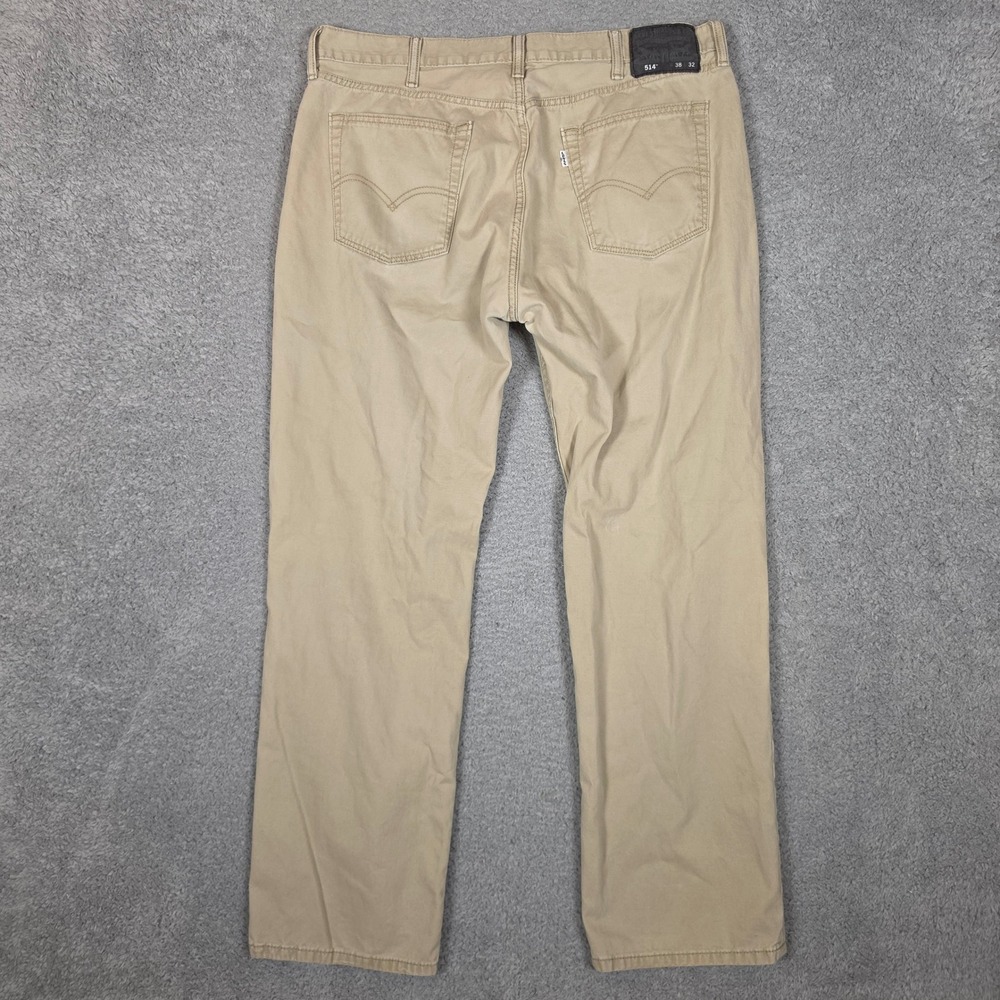 Levis 514 Chino Pants Mens 38x32  Straight Fit Tan Excellent Khaki Cotton Casual - Picture 3 of 8